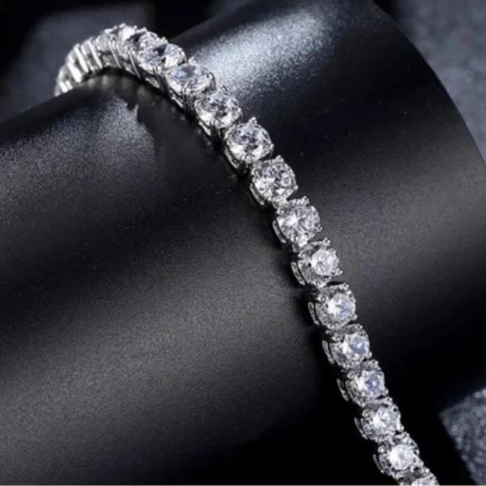 NEW ‘5MM’ 925 STERLING SILVER DIAMOND BRACELET, NICE BRACELET, CUTE BRACELET - Picture 5 of 5